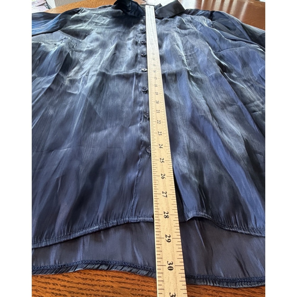 Torrid Black Long Sleeve Iridescent Semi Sheer Button Up Top Plus Size 2X - Picture 12 of 14